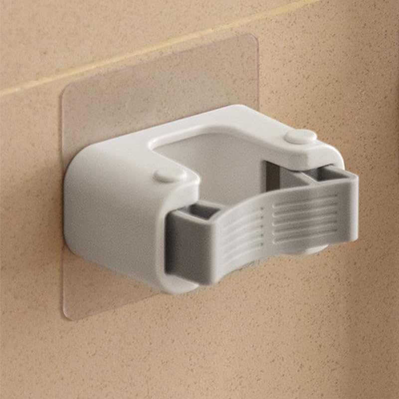 Broom Holder Wall Mount Self Adhesive, No-Drill Mop Grip Single Clip | Thick silicone loops stop slipping & scratching on mops, brooms, umbrellas.(Single clip)