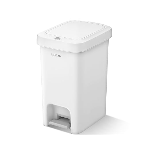 MOPALL 2.7 Gallon Small Bathroom Trash Can with Lid | Dual Opening Lid with Push Top & Foot Pedal, Hidden Inner Storage, Soft Close Design, Space-Saving for Bathroom & Under Sink
