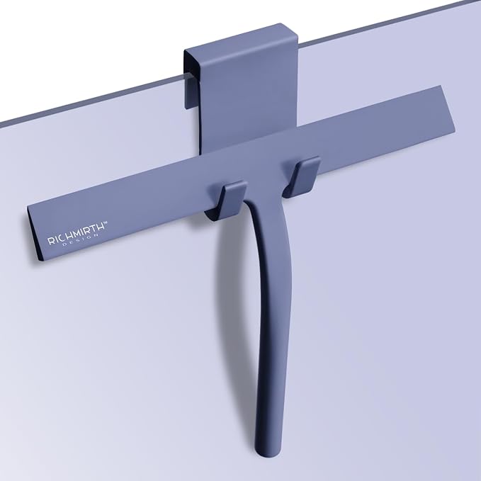 Bathroom Squeegee for Shower, Richmirth 11" Large Shower Squeegee for Glass Doors Silicone Rubber Blade Squeegee Cleaner Tool for Window, Car Glass, Mirror- Blue
