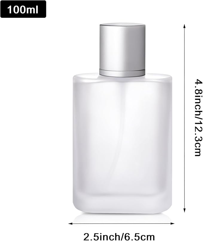 100ml/3.4 Oz Frosted Glass Perfume Spray Bottle Atomizer Empty | Refillable Perfume Cologne Bottle Fine Mist with 3 Kinds of Perfume Dispenser