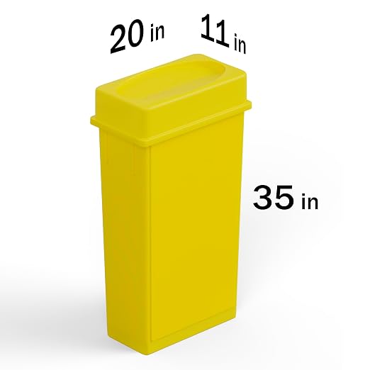 23 Gallon Yellow Rectangular Slim Trash Can with Drop Shot Lid | Great for Home, Commercial, or Restaurant Use.