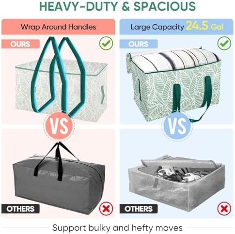 BALEINE 8-Pack Oversized Moving Bags with Reinforced Handles, Heavy-Duty Storage Tote for Clothes, Moving Supplies (Antique Folidage, 8-Pack)