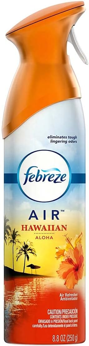 Febreze Air Freshener and Odor Eliminator Spray, Linen & Sky and Hawaiian Aloha Scents, 8.8oz (Pack of 4)