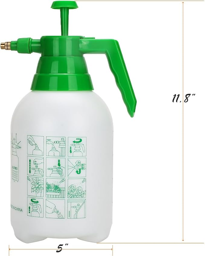 MRPAPA 2 Pack Garden Pressure Sprayer, 1/2 Gallon Handheld Sprayer | Translucent Spray Bottle with Adjustable for Houseplant Watering, Lawn Care, Household Cleaning & Patio Maintenance