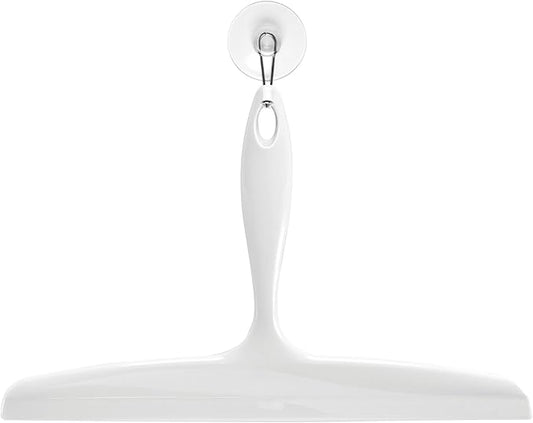 iDesign Bathroom Plastic Shower Squeegee, White | Wall Hook Included