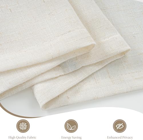 StangH Natural Linen Textured Magnetic Roman Shades, W26 x L64, 1 Panel | Cordless Door Window Covering, Enhanced Privacy, Cottagecore Farmhouse Decor, for Living Dining Room