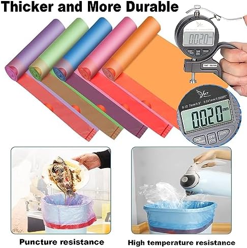 Small Trash Bags 4-6 Gallon,Extra Thick & Strong 4 Gallon Garbage Bags Drawstring 5 Gallon Trash Bags Small Garbage Bags Unscented Waste Basket Liners for Kitchen,Bathroom,Office(80 Counts)