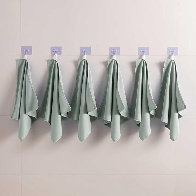 Microfiber Glass Cleaning Cloth 8 Pack, 16 Inch x 12 Inch, Lint Free Quickly Clean Window, Glasses, Windshields, Mirrors, and Stainless Steel, Green