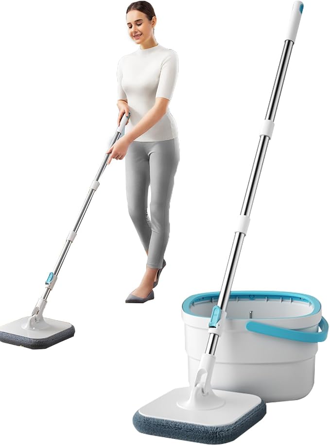 Mop with Bucket Housekeeping Floor Cleaning Supplies | Mop And Bucket Set with Wringer for Hardwood Living Room Dining Room Kitchen Bathroom Study