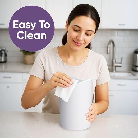 Superio Small Bathroom Trash Can with Lid, Modern White Mini Waste Bin with Swing Lid (1 1/2 Gallon, 6 Liter) Plastic Garbage Can for Kitchen, Bathroom, Bedroom, Office, Under Desk (2, White)