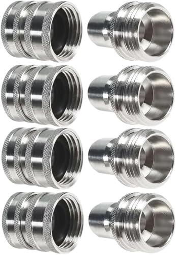YAMATIC Stainless Steel Garden Hose Quick Connectors, 3/4" Thread (4 PACK) | Heavy Duty Stainless Steel Fittings, Durability and Leakproof for Garden, Yard, Lawn, Instant Connection