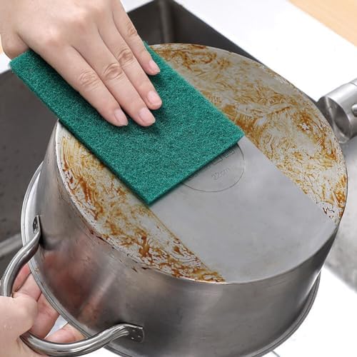 50Pcs Heavy Duty Scour Pads, Non-Scratch Scour Pads, Reusable Household | Scrub Pads for Dishes, Kitchen Scrubbers & Metal Grills, Dish Scrubber Scouring Pads