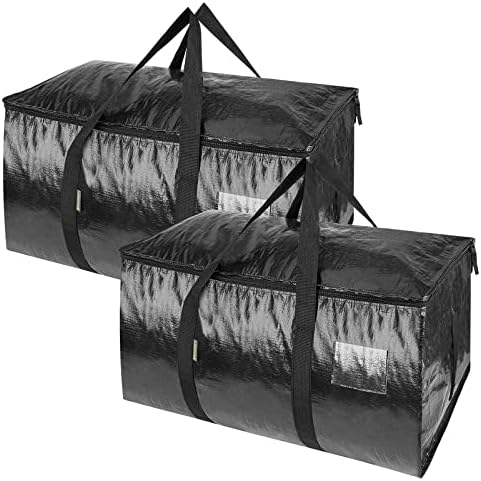 BALEINE 2-Pack Oversized Moving Bags with Reinforced Handles, Heavy-Duty Storage Tote for Clothes, Moving Supplies (Black, 2-Pack)
