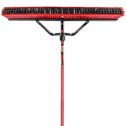 Libman Commercial 1101 Multi-Surface Heavy Duty Push Broom, 65" Length, 36" Width, Black/Red, Stainless Steel, (Pack of 3)