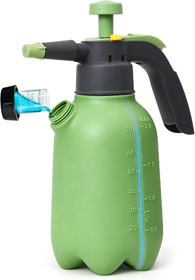 T4U Pump Sprayer 0.5 Gallon, Garden Spray Bottle with Short Nozzle | Hand pressure sprayer with adjustable brass nozzle for plant watering, lawn care, fertilizing, pest control and home cleaning