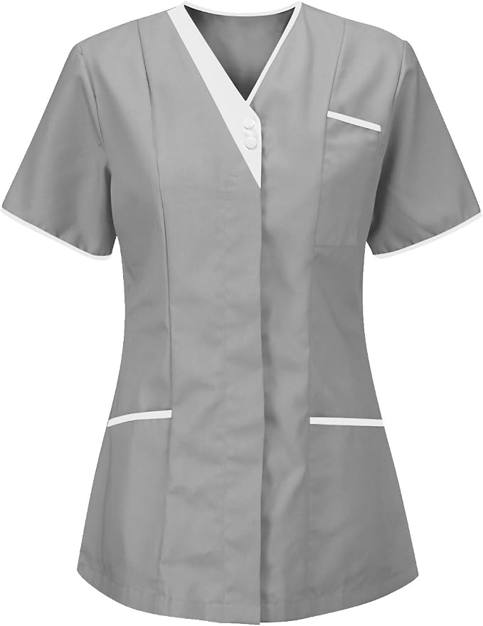 Lightweight Nursing Scrubs for Women Housekeeping Uniforms for Women Short Sleeve Scrub Tops Cleaning Uniform