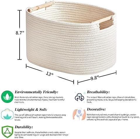 R RUNKA 3 Pack Storage Basket for Cabinet and Toy Organization - 13"x9.8"x8.7" Baskets for Storage - Baby Toy Bin - Toy Storage Organizer - Ideal for Empty Gift Baskets to Fill-White