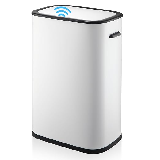 TrailBlaze White 13 Gal Automatic Motion Sensor Trash Can with Lid, 50L Smart Trash Can Waste Basket for Kitchen, Office, Bedroom, Bathroom