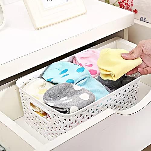 5PCS Plastic Storage Baskets, Small Baskets for Organizing, Small Pantry Organizer Basket Bins. For Countertops, Cabinets, Bedrooms, and Bathrooms Wait (White)