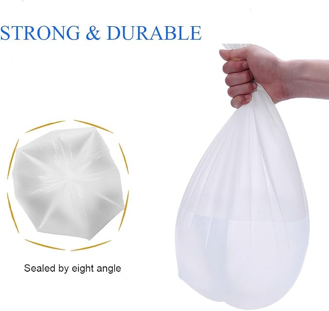 Small Trash Bags 4 Gallon Garbage Bags Waste Basket Bin Liners Bags For Bathroom, Kitchen, Office, Home Bedroom,Car- Clear White (125 Count)
