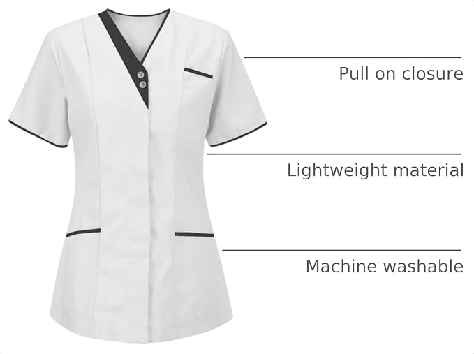 Lightweight Nursing Scrubs for Women Housekeeping Uniforms for Women Short Sleeve Scrub Tops Cleaning Uniform