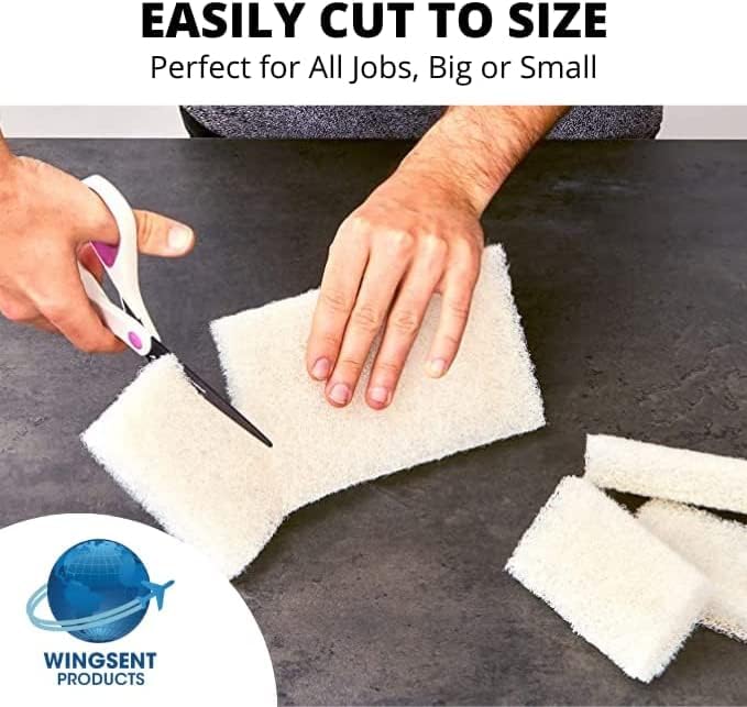 Commercial Light Duty White Scrub Pad - 4.6" x 10" Non-Abrasive Cleaning Pad for Delicate Surfaces, Kitchen, Bathroom, Glass & More (2)