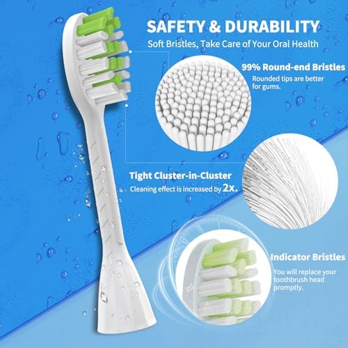10 Pack Toothbrush Replacement Heads for Philips One Sonicare, White | Medium bristles, Aldult Tooth Brush Heads Refill