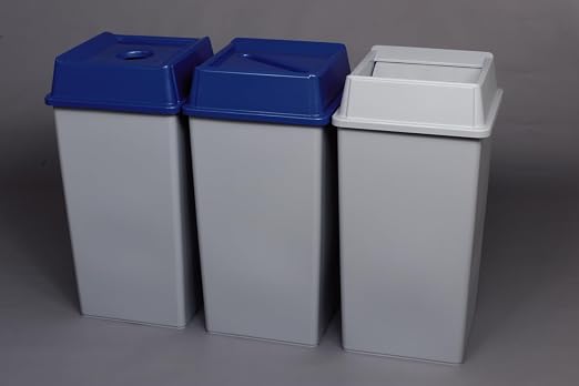 Rubbermaid Commercial Products Untouchable 35 Gal Square Trash Container Gray for Offices/Mailrooms/Classrooms/Areas of High Waste Generation