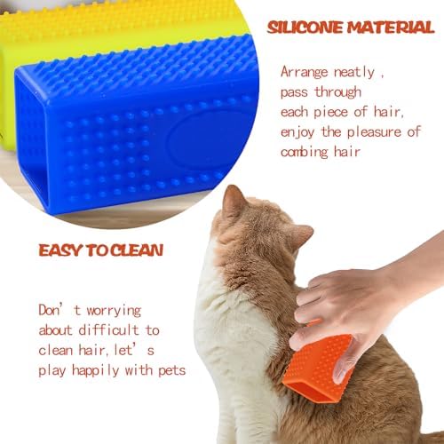 2pcs Pet Dog Cat Hair Remover, Pet Hair Removal Tool, Hollow Cleaner Brush for car，Interior, Furniture, Sofa (blue and yellow)