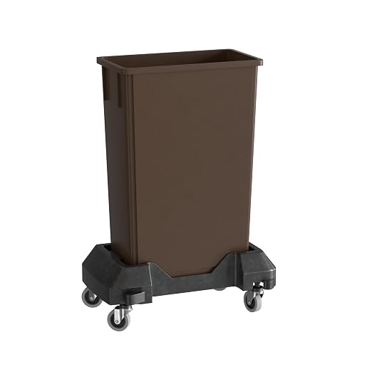 23 Gallon Brown Slim Jim Trash Can with Dolly