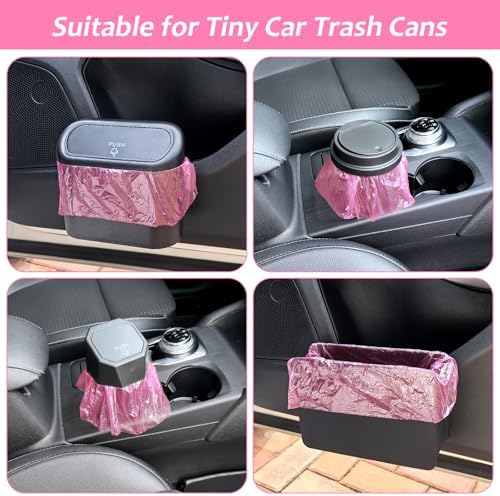 Accmor Mini Car Trash Can Bags for Auto Trash Bin, 120 Count Small Garbage Organizer Bags Tear-Resistant, Liner Refills (Vehicle Trash Can is not Included), Pink