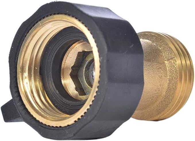 3/4" Brass Garden Hose Shut Off Valve,1-Way Restricted-Flow Water Shut-Off, Fits 3/4 Inch Hose Connector | 1-Way Restricted-Flow Water Shut-Off, Fits 3/4 Inch Hose Connector