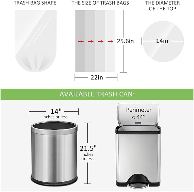 8 Gallon 130 Counts Strong Trash Bags Garbage Bags by RayPard, fit 30 Liter Kitchen Waste Basket, Medium Trash Bags Can Liners for Home Office Kitchen Bathroom Bedroom, Black