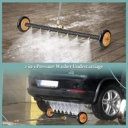 Pressure Washer Undercarriage Cleaner, 24 Inch Water Broom 4000 PSI | Pressure Washer Surface Cleaner Attachment with 2 Extension Wands & 75° Angled Wand for Under Car Washing