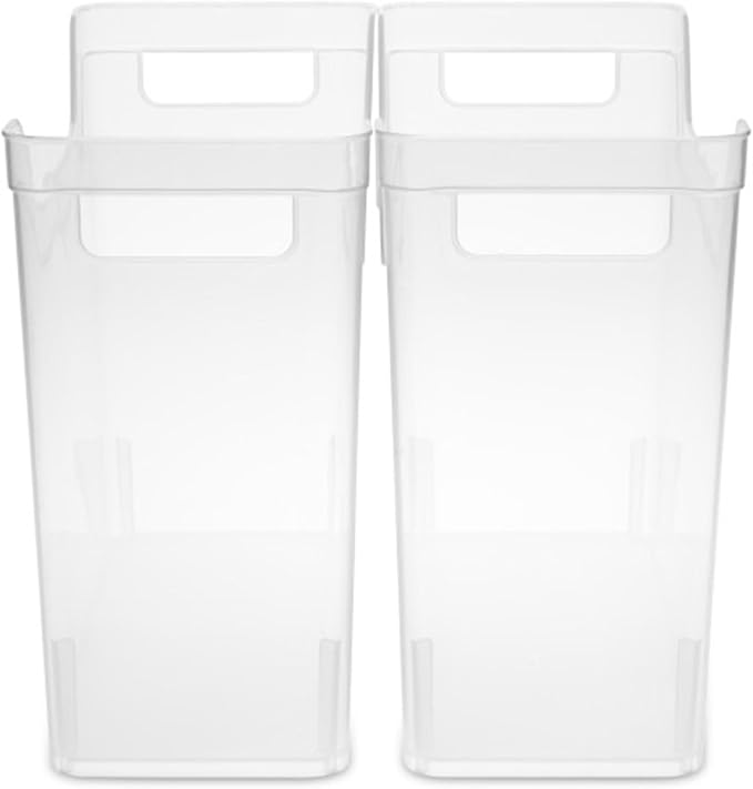 Sterilite Narrow Shelf Bin Organizing Plastic Container, Home Kitchen or Office Storage Tote, Open Top Basket with Handles, 12 Pack, Clear