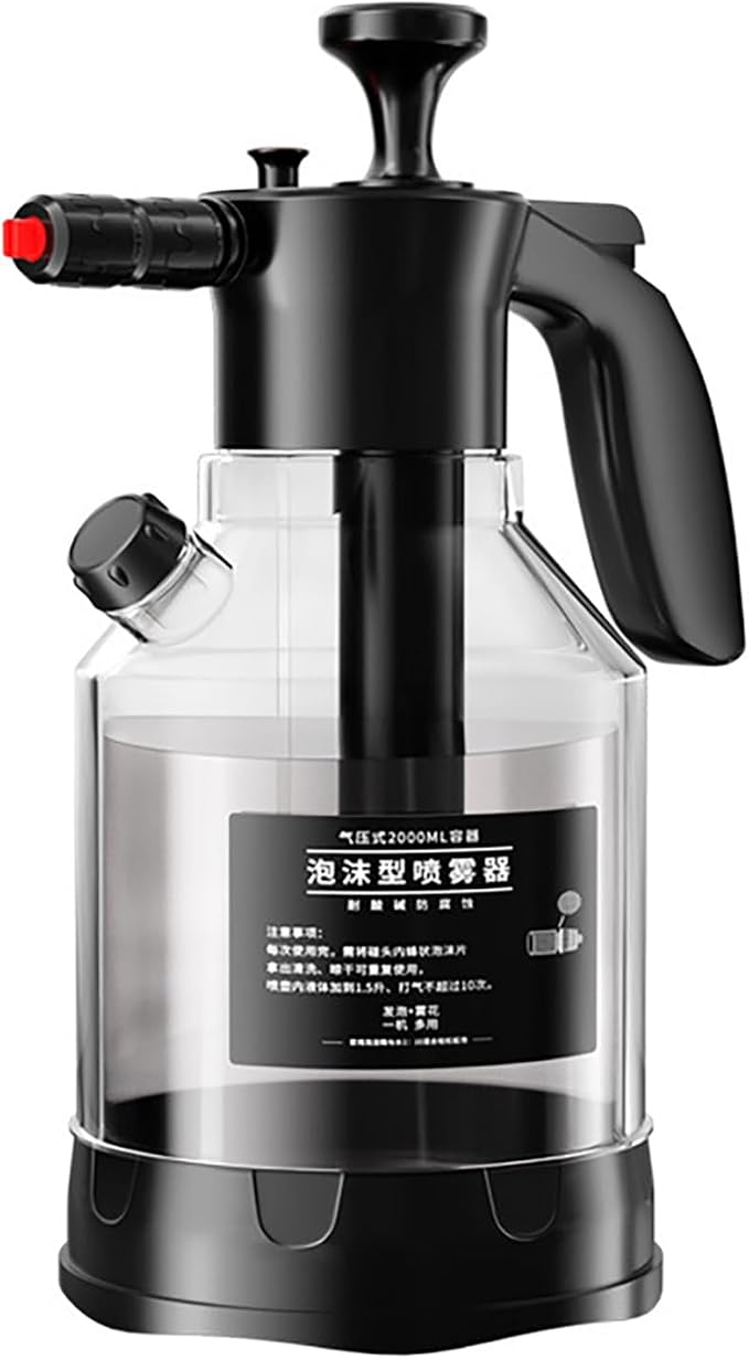 Tyenaza Spray Bottle, 2L Hand Pressurized Spray Bottle, Multifunctional Foaming Pump Sprayer, for Home Wash Car, Water Flowers