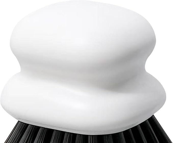 Dish Brush with Handle, Kitchen Scrub Brushes for Cleaning, Dish Scrubber with Nylon bristles for Sink, Pots, Pans (1Pack White Nylon bristles)