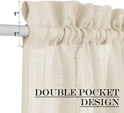 NICETOWN Beige Sidelight Door Curtain 72 Inches Long for Sidelight Windows | Linen Textured Farmhouse French Door Shade with Tie Back for Kitchen Closet Glass, 26 x 72 Inch Length, 1 Panel