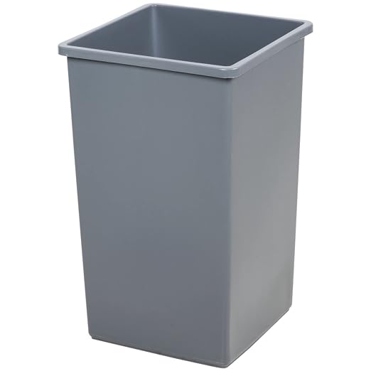 25 Gallon Gray Square Trash Can, Plastic, Commercial Use