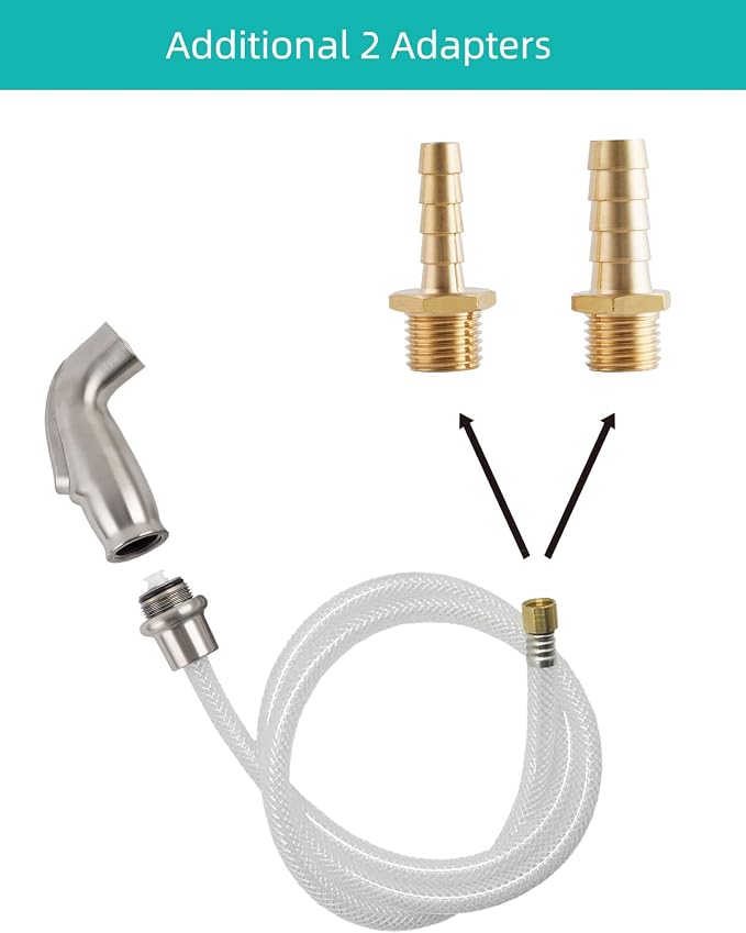 Universal Kitchen Sink Spray Head/Hose/Holder Set, Brushed Nickel | NSF/ANSI/CAN 372 Certified, Quick Side Connector Compatible with Moen Faucet Sprayer Head, Kitchen Sink Faucet Attachment