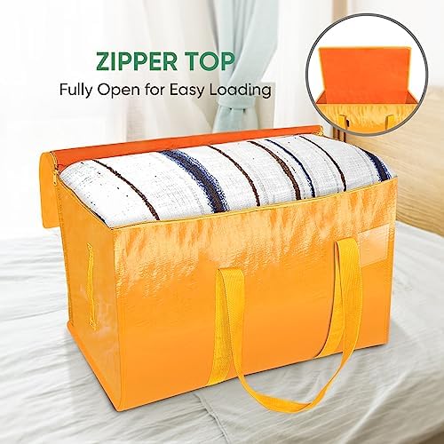 BALEINE 4-Pack Oversized Moving Bags with Reinforced Handles, Heavy-Duty Storage Tote for Clothes, Moving Supplies (Light Yellow, 4-Pack)