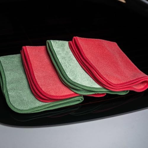 Autofiber Korean Twist Microfiber Detailing & Glass Towels - Pack of 3, Red (16 inch x 16 inch 600 GSM)