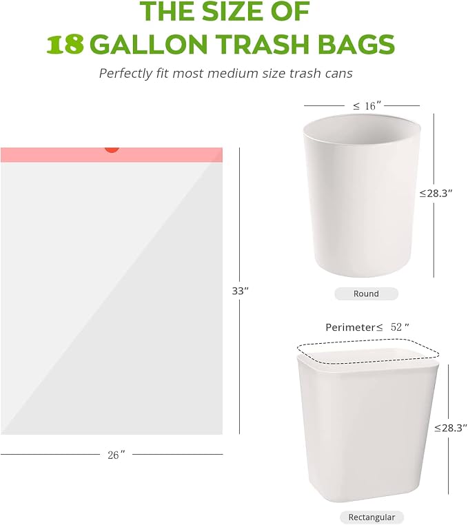 Ultra Thick Heavy Duty Drawstring Trash Bags, 16-18 Gallon | White Leak Proof Large Plastic Garbage Bags for Tall Kitchen Home Office bedroom bathroom livingroom restaurant
