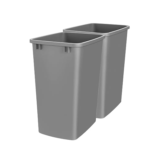 Rev-A-Shelf Double Pullout Garbage Trash Cans for Kitchen Cabinets, 35 Qt | Replacement Large Capacity Waste/ Recycling Bins for Kitchen Cabinet Pullouts, Silver, RV-35-17-2