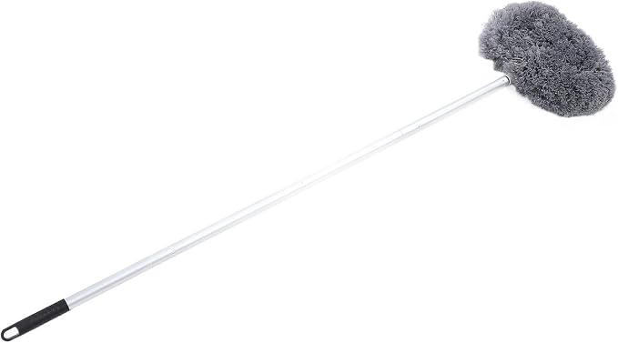 Extra Long Round Duster, 360 Degree Rotation, Washable Ceiling Fan Duster, 140Cm High Dust Removal Tool for High Ceilings, Furniture Gray