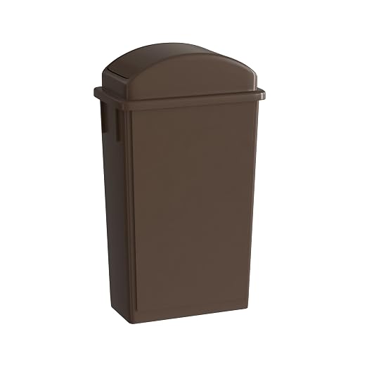 23 Gallon Brown Slim Jim Trash Can with Swing Top Lid