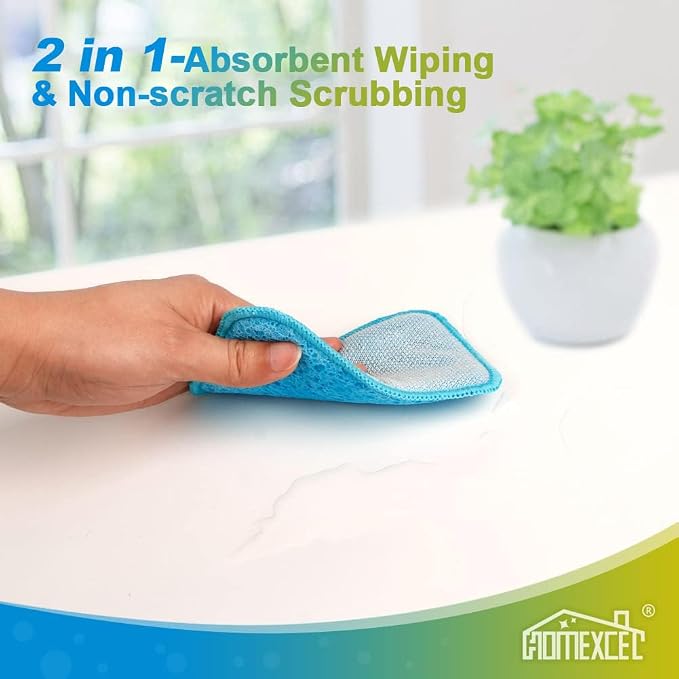 HOMEXCEL 12PK Scrub&Wipe Cloths, Dual-Sided Non-Scratch Sponges for Kitchen | Reusable Wire Dishwashing Rag, All-Purpose Scrub for Non-Stick Cookware/Dishes/Countertops/Bathroom/Household, Multicolor