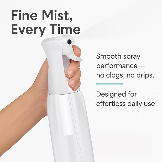 VIGOR PATH Continuous Mist Clear Spray Bottle 500ml Fine Mist for Hair | Ultra Fine Atomizer Leak Proof Ergonomic Construction 360 Refillable