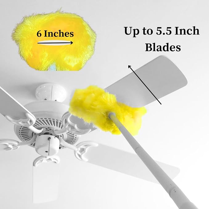 Evelots Ceiling Fan Blade Brush Cleaner - Long Extension Pole - Brush Both Sides at the Same Time - Scratch Resistant Microfiber Feather Cobweb Duster - Extra Long with Reach up to 9 Feet
