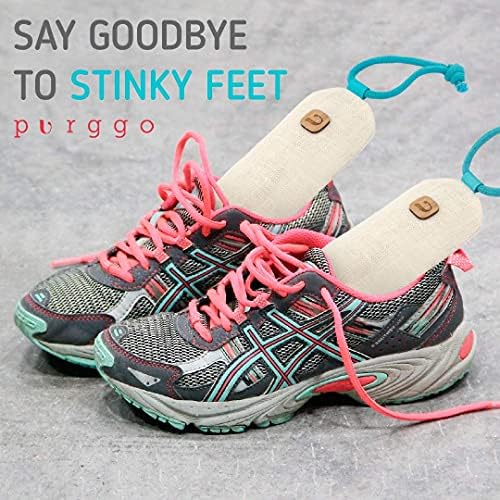 PURGGO Bamboo Charcoal Air Purifying Bag - Lasts 365+ Days - Shoe Deodorizer, Odor Eliminator - No Chemicals - Air Freshener for Shoes and Closet - Remove Odor Naturally [2 Pack] [Beige]